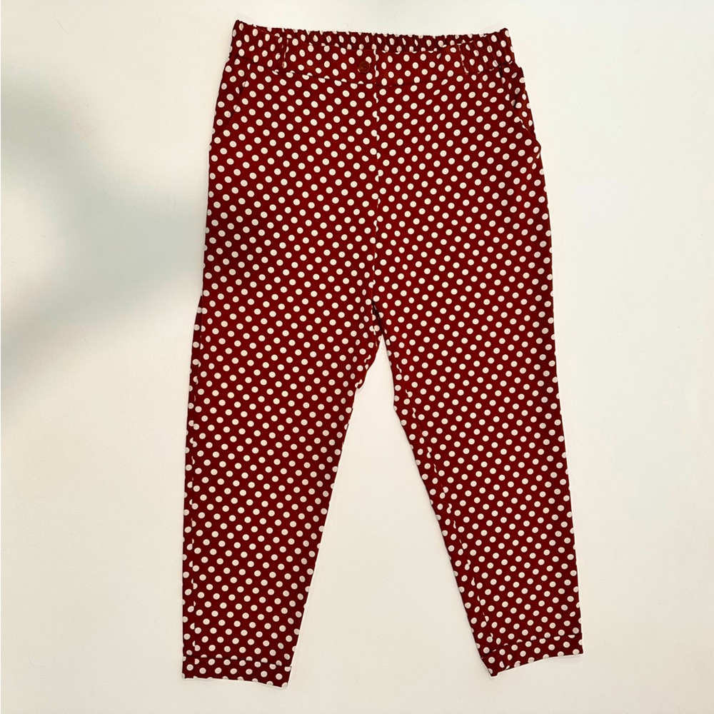 Eva Mendes NY High Waist Polka Dot Relaxed Fit Cuffed Ankle Pants Women Size L